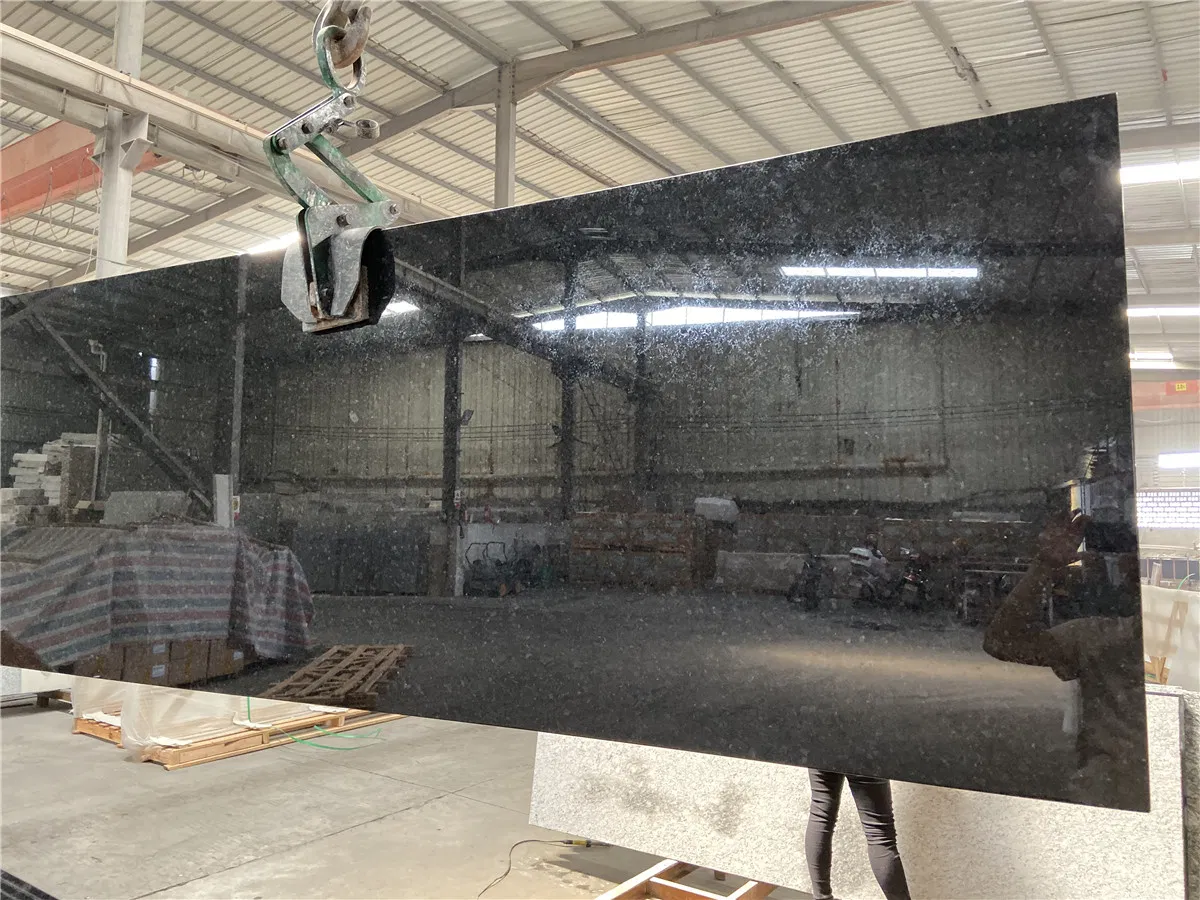 Building Material Angola Black Granite Tiles for School Kitchen Stone Countertops with Backsplash