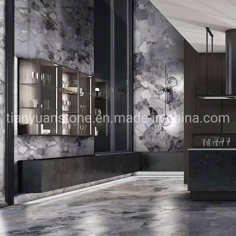 Grey Marble Tiles and Slab Price Sale Lightning Grey Polished Marble Veneer