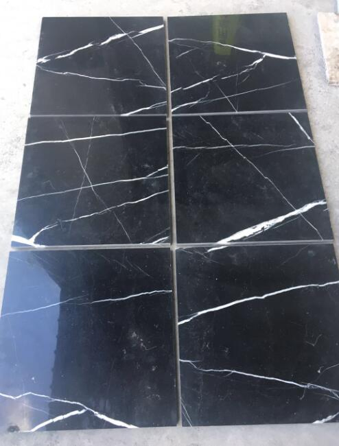 Nero Marquina Marble Natural Black Marble with White Veins Polished Slabs Customized Size Floor Tile Wall Tile