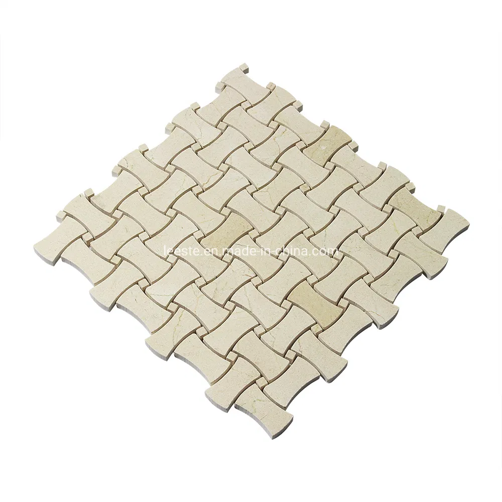Wall and Flooring Marble Mosaic Crema Marfil Dogbone Shape Mosaic Tiles