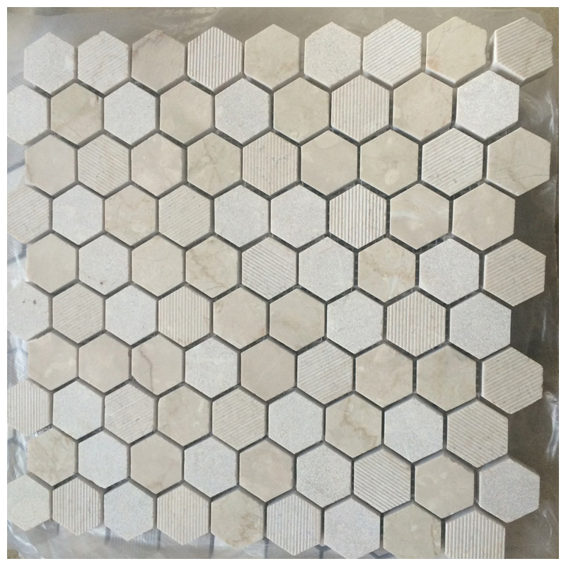Crema Marfil Marble Hexagon Mosaic Tiles