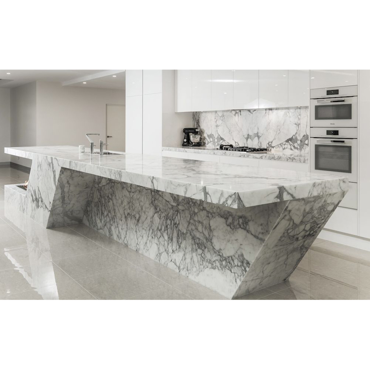 Prefab Stone Counter Italian Arabescato White Marble Table Countertop Kitchen Top Marble