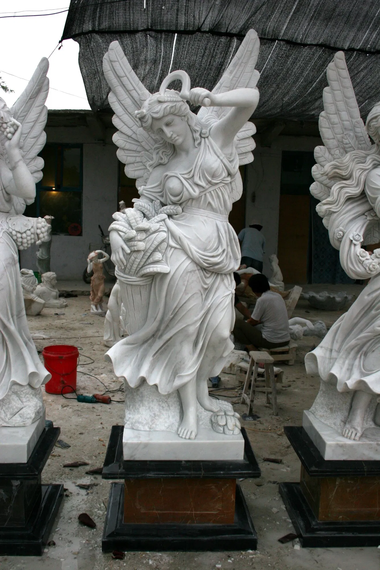 Customized Natural White Marble Goddess of Four Seasons Statues (SYMS-1100)