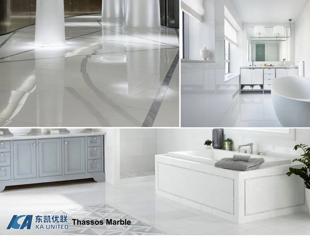 Polished Arabesque Pure White Thassos Marble Mosaic Tiles