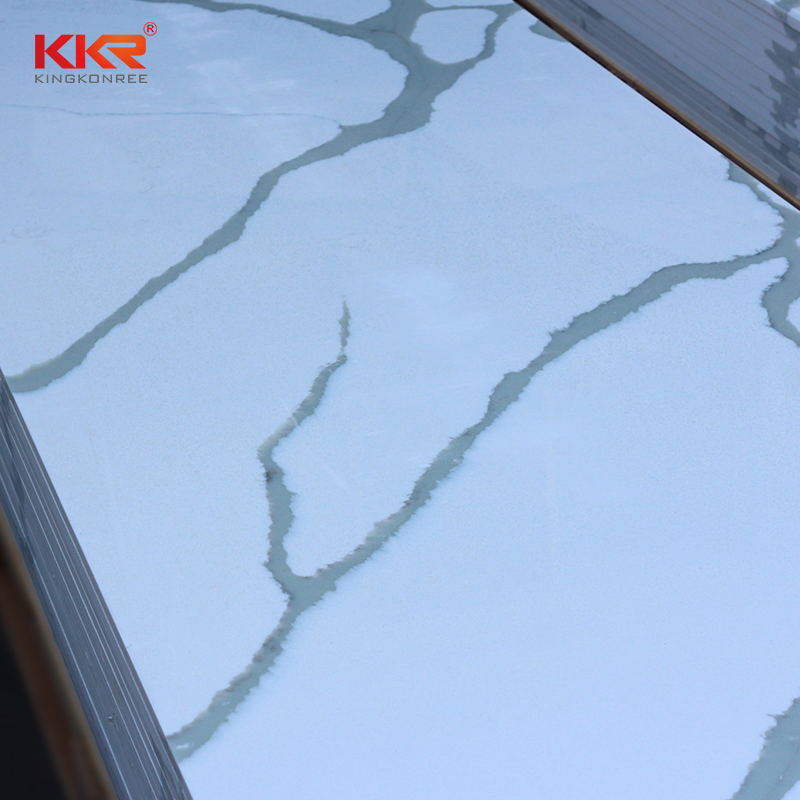 Carrara White Marble Design Artificial Engineered Quartz Solid Surface Sheet Calacatta White Stone Slab
