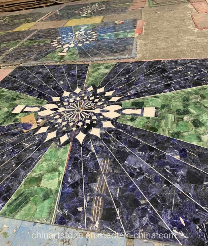 Luxury Blue and Green Marble Pattern Flooring for Villa Tile Decoration