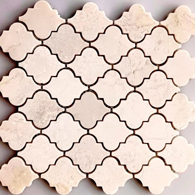 Unique Crema Marfil Marble Arabesque Marble Mosaic Tile Water Resistant Mosaic Tile Interior Wall Tiles