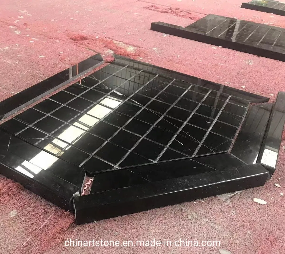 Nature Stone Flute Tile Nero Marquina Black Marble for Spiral Stair Wall Bathroom Tile