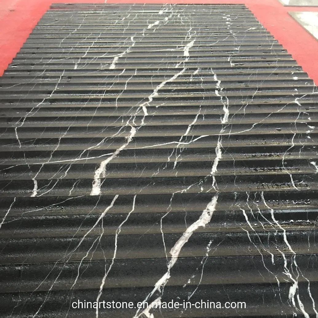 Nature Stone Flute Tile Nero Marquina Black Marble for Spiral Stair Wall Bathroom Tile