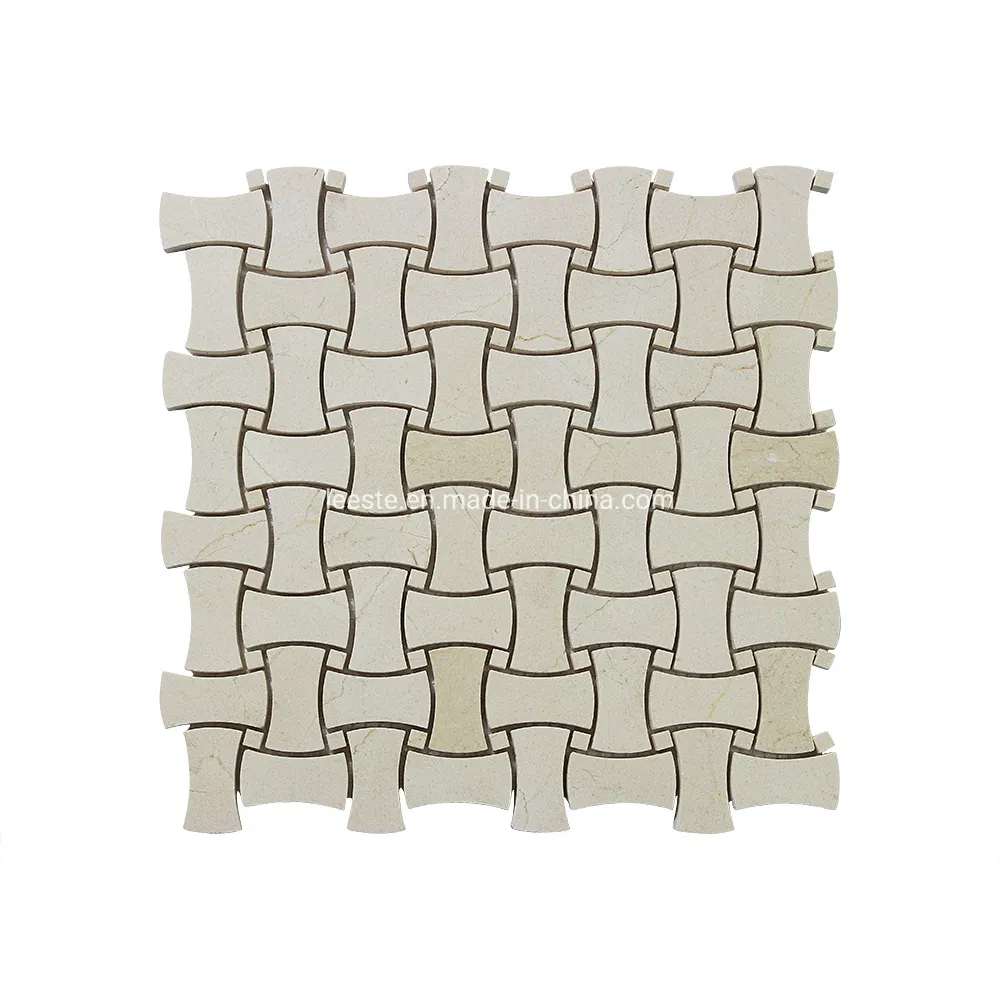 Wall and Flooring Marble Mosaic Crema Marfil Dogbone Shape Mosaic Tiles