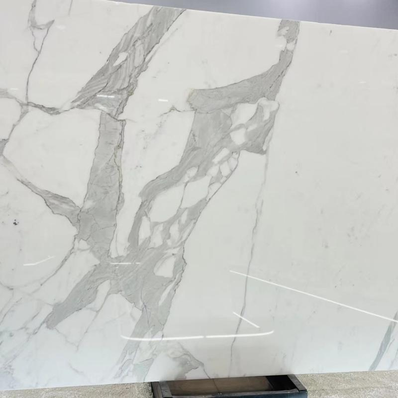 Calacatta White Marble Slab with Elegant Veining and Luxurious Appearance