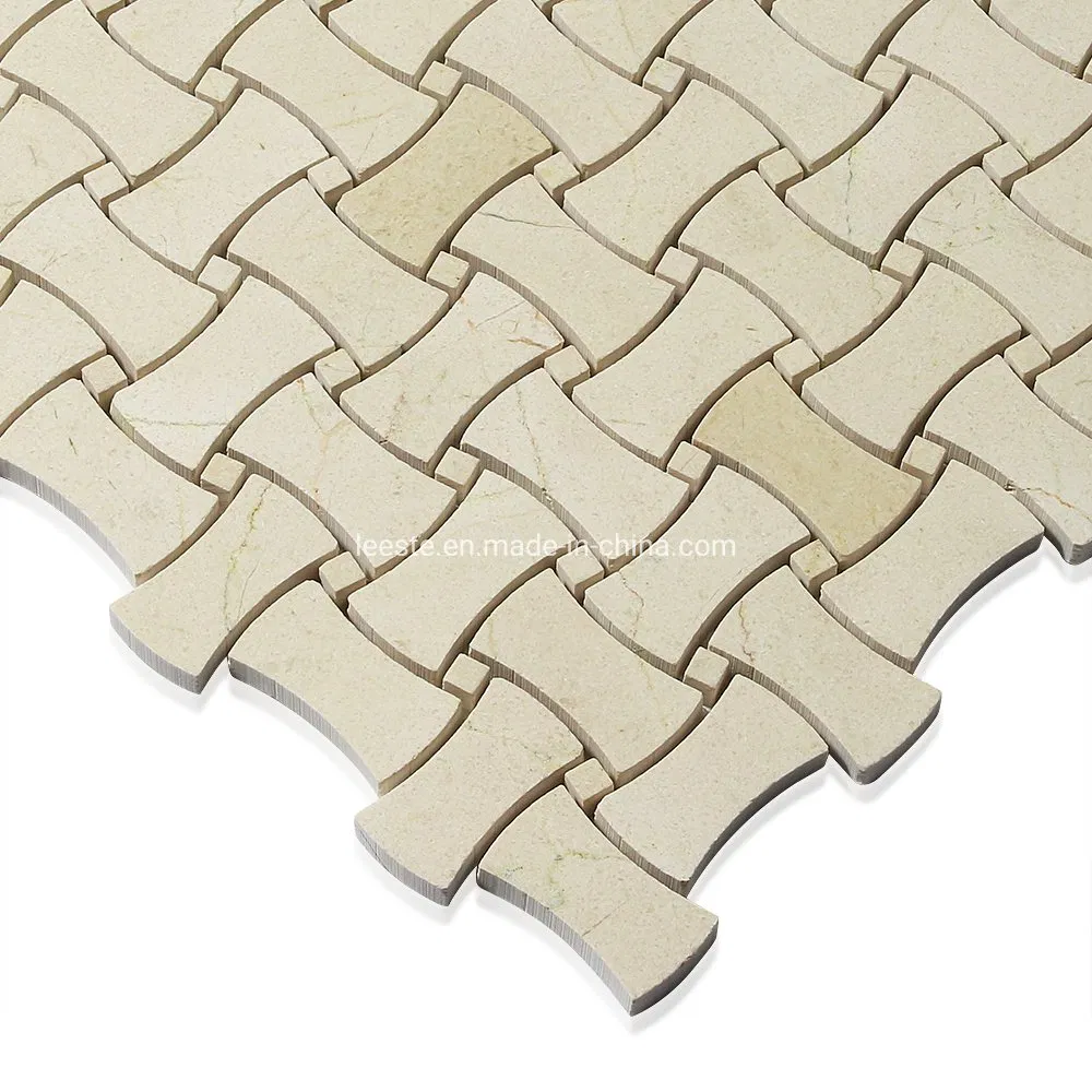 Wall and Flooring Marble Mosaic Crema Marfil Dogbone Shape Mosaic Tiles