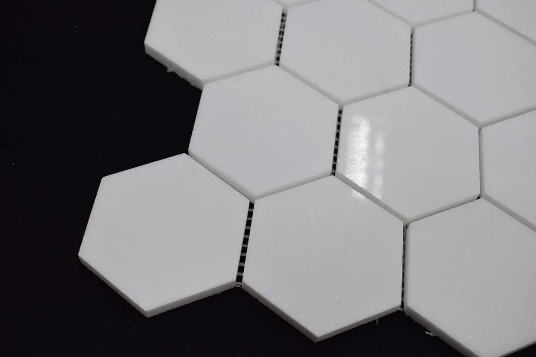Thassos White Hexagon Mosaic Tile Detail