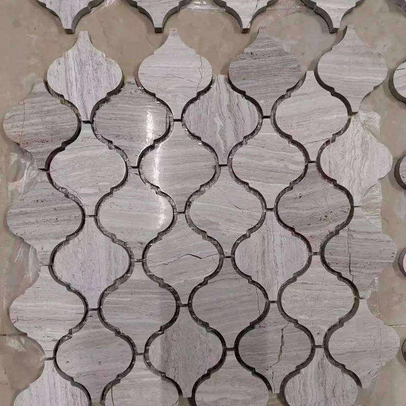 White Wooden Veins Mosaic Detail