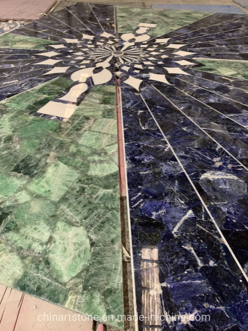 Luxury Blue and Green Marble Pattern Flooring for Villa Tile Decoration