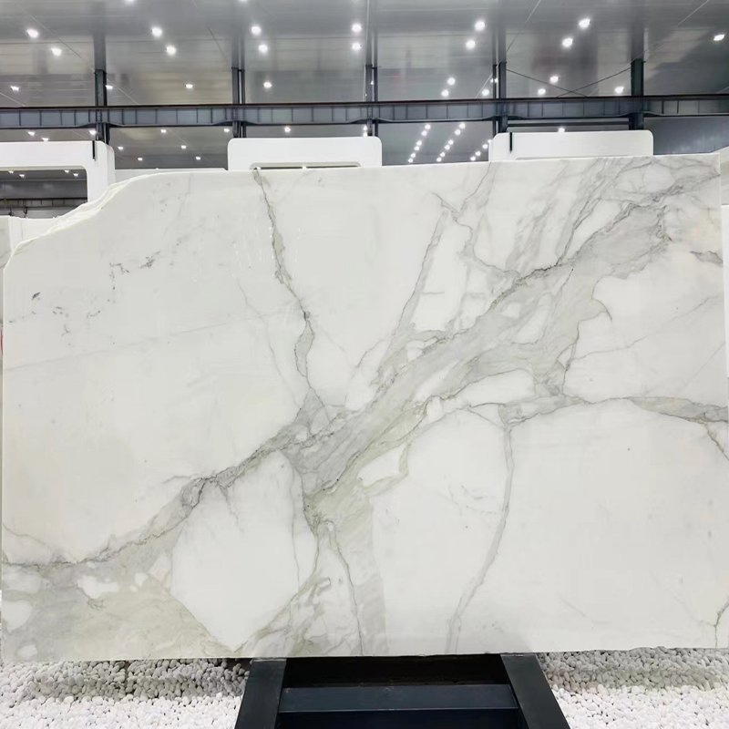 Calacatta White Marble Slab with Elegant Veining and Luxurious Appearance