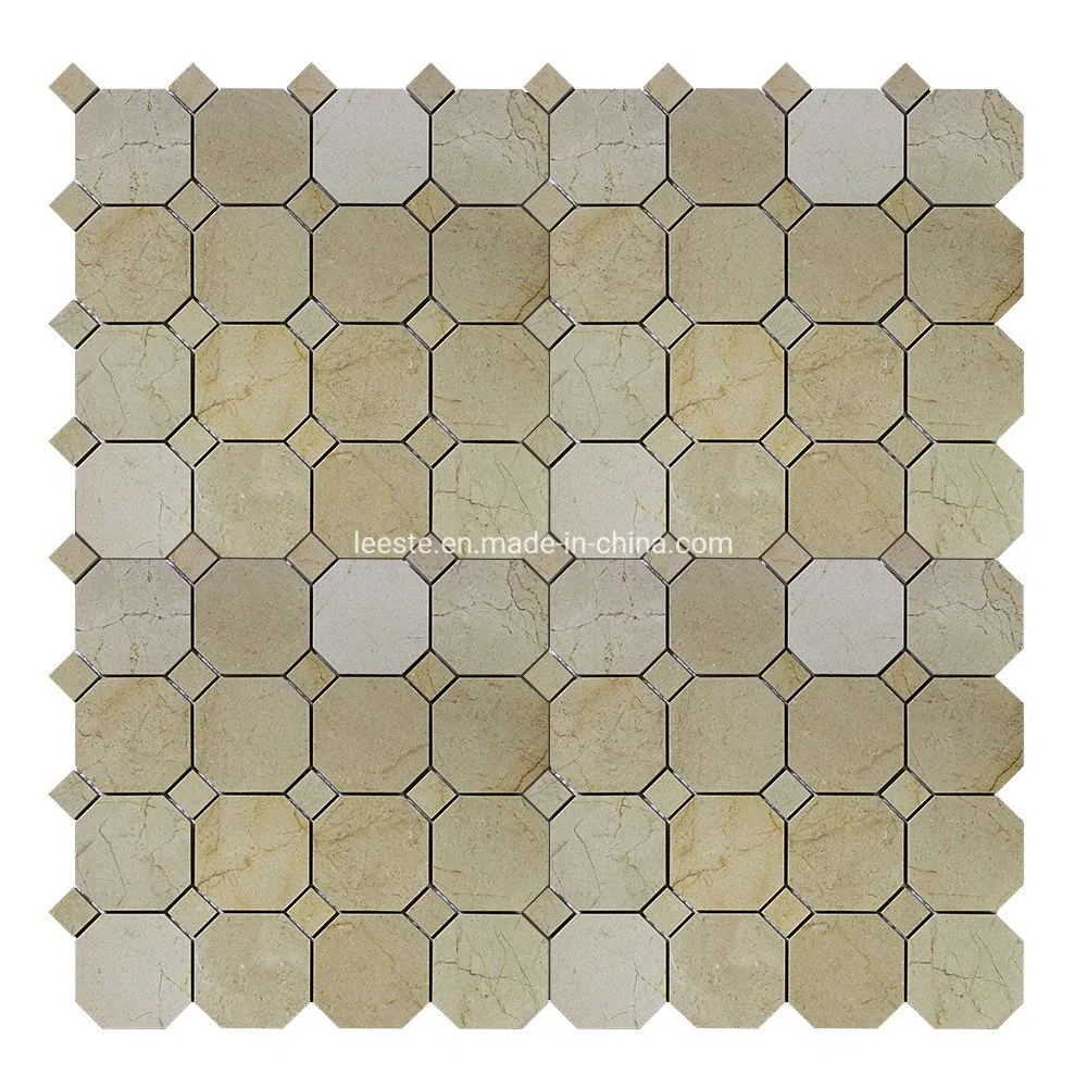 Nice Beige Marble Mosaic Crema Marfil 3 Inch Octagon Marble Mosaic Tiles