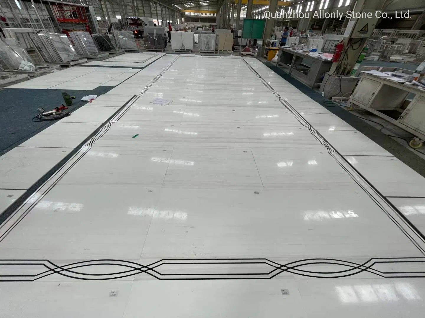 Wterjet Hall Design Bianco Dolomite Stone Slab Natural Star White Marble Floor for Hotel