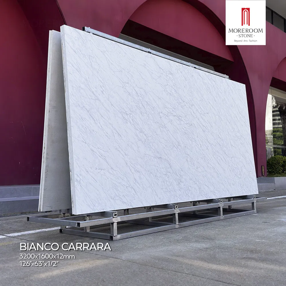 Italian Style Porcelain Slab Carrara Marble Pattern for Bathroom Vanity Tops and Shower Walls