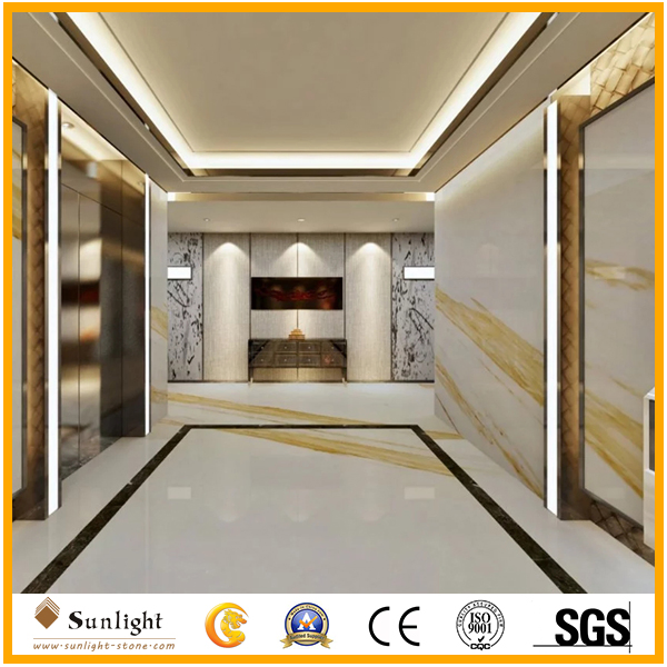 Natural Italian Ariston White Marble with Gold Vein for Wall/Floor Decoration