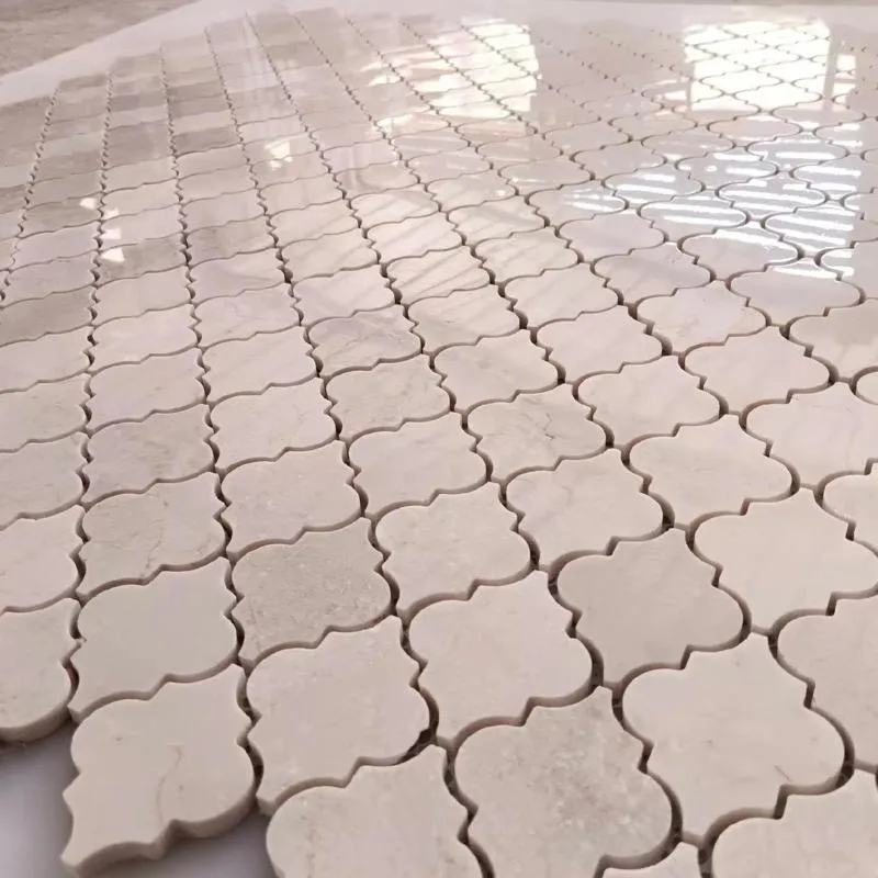 Crema Marfil Marble Arabesque Mosaic Detail