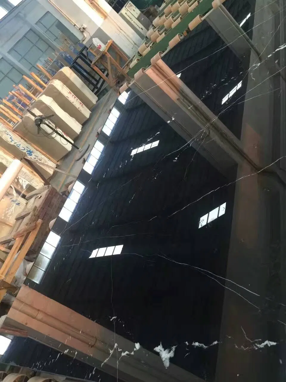 Chinese Nero Marquina Polished Black Marble Slabs for Tiles and Stairs