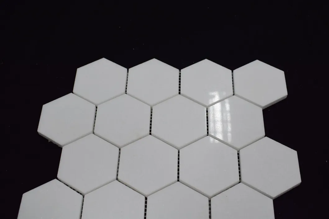 Thassos White Hexagon Mosaic Tile Application