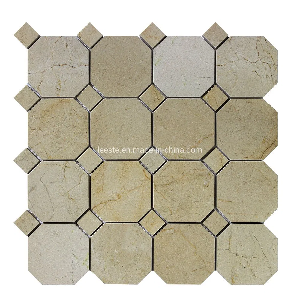 Nice Beige Marble Mosaic Crema Marfil 3 Inch Octagon Marble Mosaic Tiles