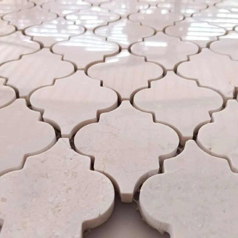 Unique Crema Marfil Marble Arabesque Marble Mosaic Tile Water Resistant Mosaic Tile Interior Wall Tiles