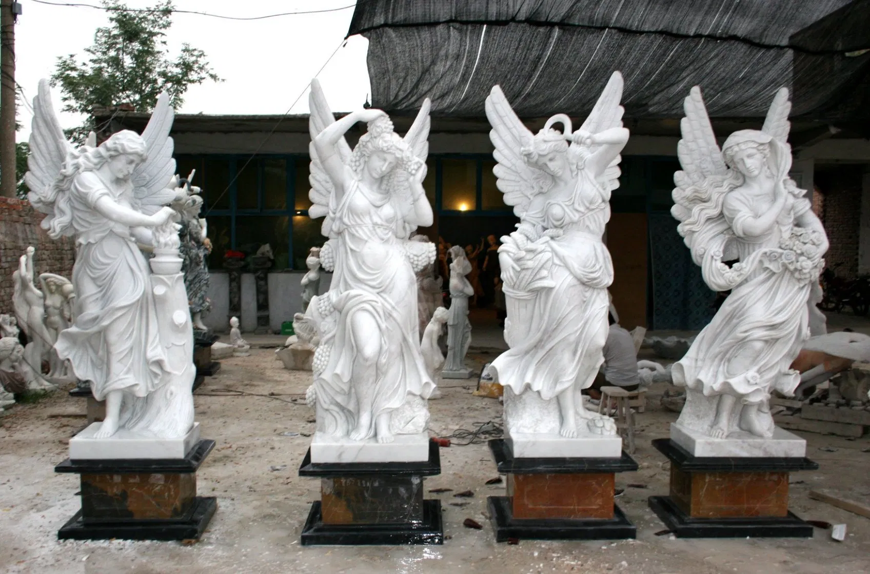 Customized Natural White Marble Goddess of Four Seasons Statues (SYMS-1100)