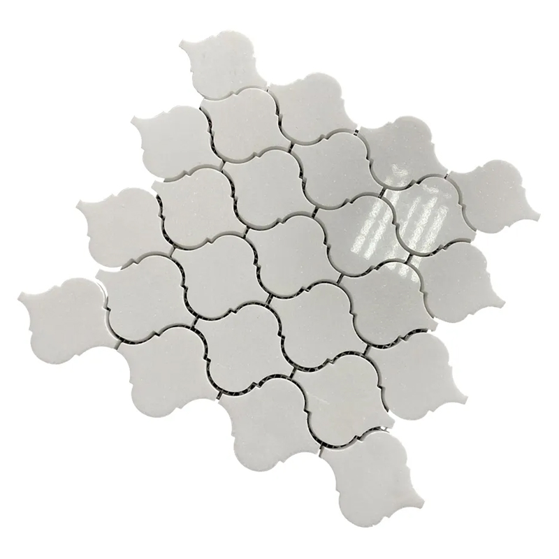 Polished Arabesque Pure White Thassos Marble Mosaic Tiles