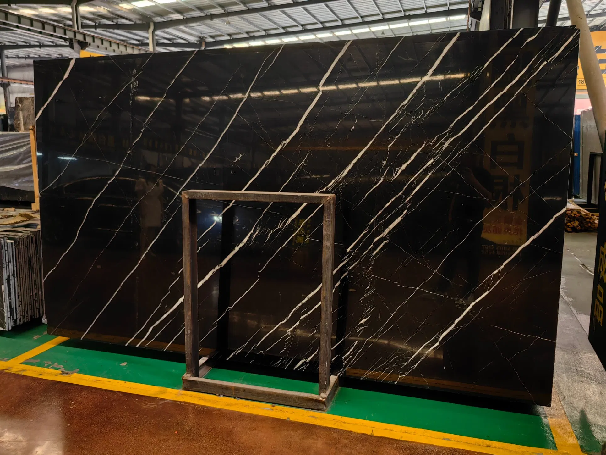 Polished Black Nero Marquina Marble Big Slabs White Veins