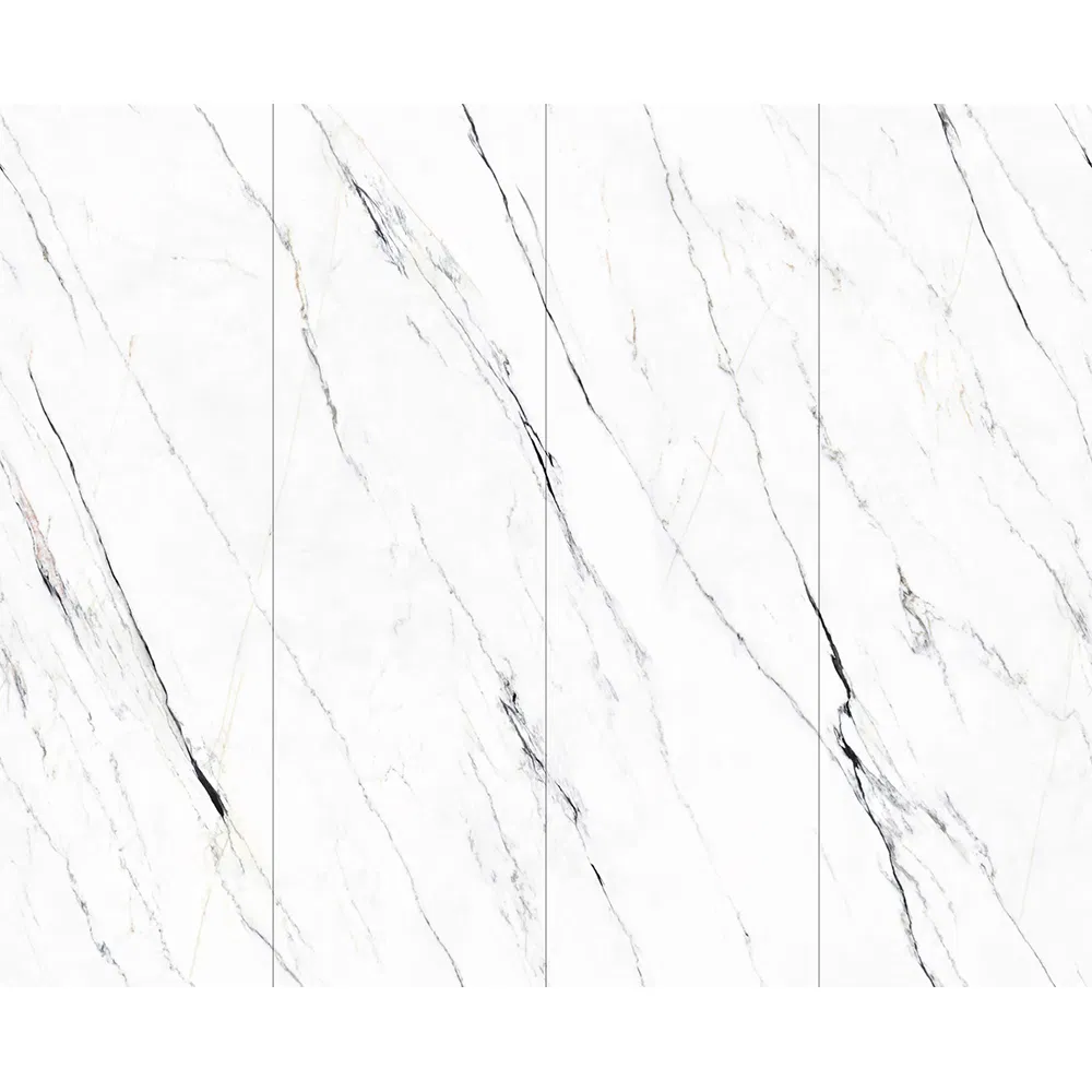 Sintered Stone Porcelain Slab Large White Calacatta Marble Looks Floor Tiles