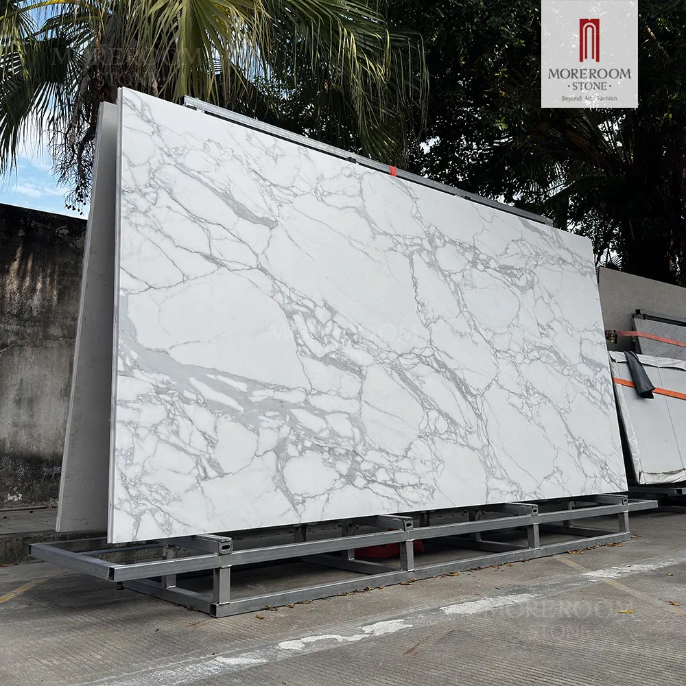 3200X1600 3000X1000 1200X2600 3mm 6mm 12mm 20mm Calacatta White Marble Natural Engineered Quartz Sintered Stone Slab Quartz Stone Slab