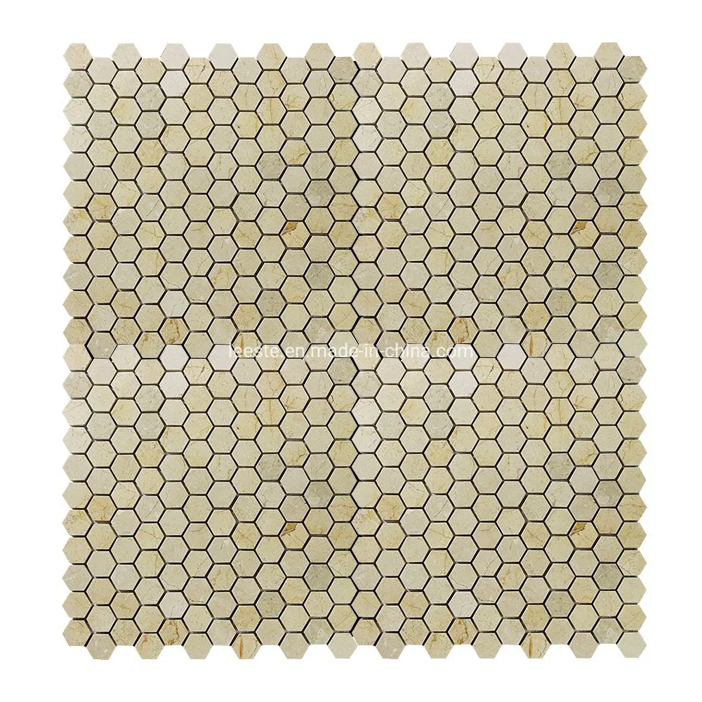 Spanish Crema Marfil Marble Mosaic 1inch Hexagon Design Marble Mosaic Tiles