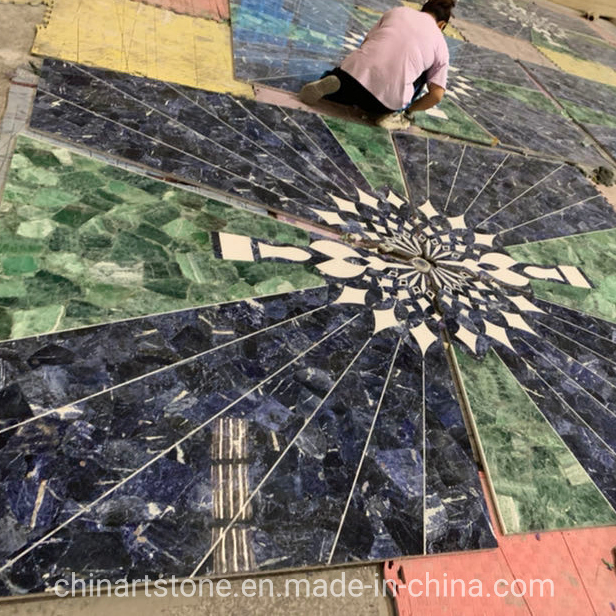 Luxury Blue and Green Marble Pattern Flooring for Villa Tile Decoration