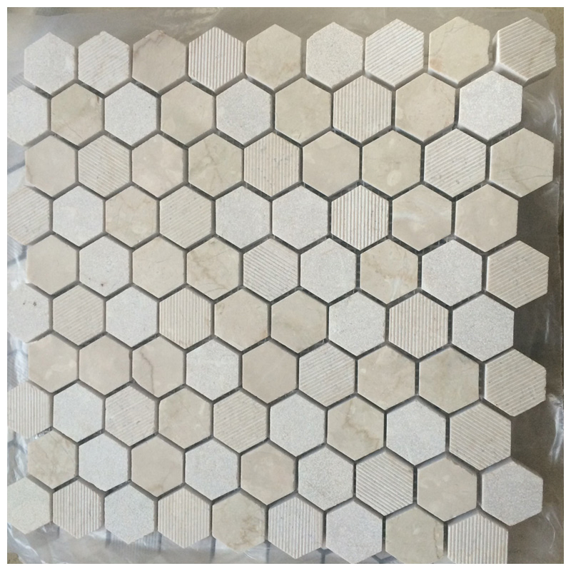 Crema Marfil Marble Hexagon Mosaic Tiles