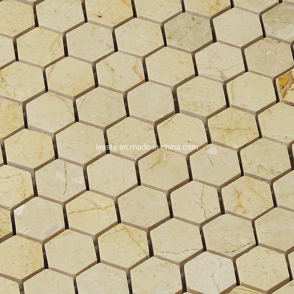 Spanish Crema Marfil Marble Mosaic 1inch Hexagon Design Marble Mosaic Tiles