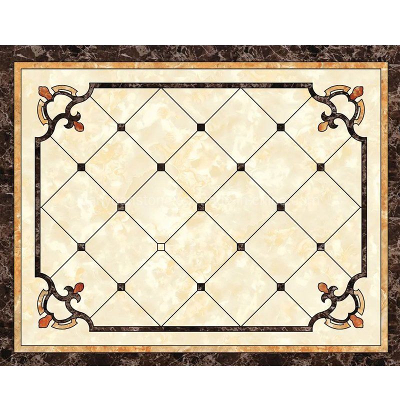 Circle Modern Style Marble Medallion Design Natural Marble Inlay Flooring for Living Room