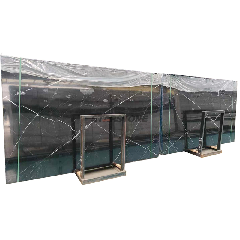 Black White Nero Marquina Engineered Natural Marble Slab for Floor Wall Tiles