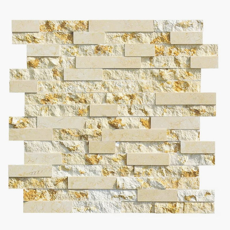 Split and Polished Surface Sunny Beige Marble Wall Cladding Panel Stone Veneer
