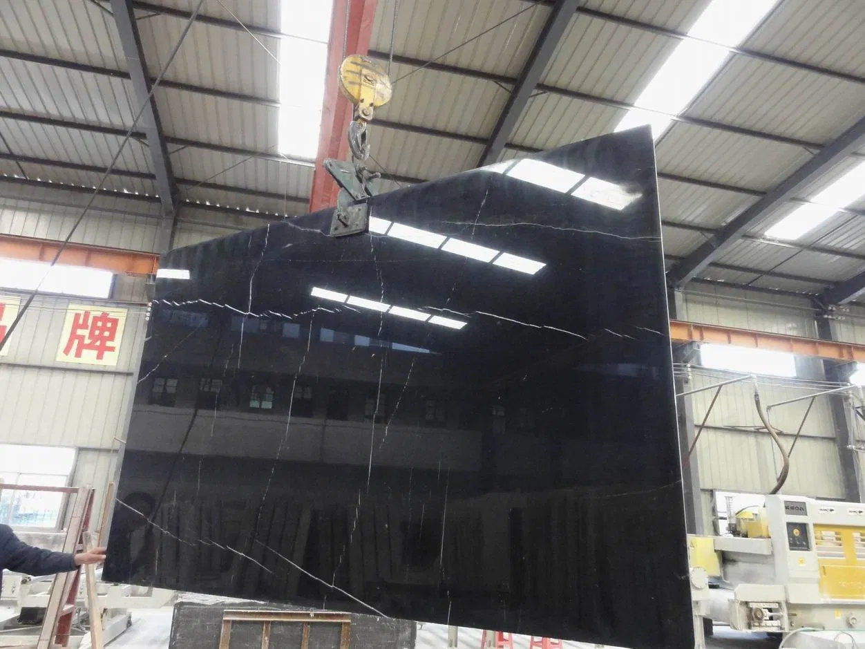 High Quality Nero Marquina Black Marble Tiles, Marble Slabs