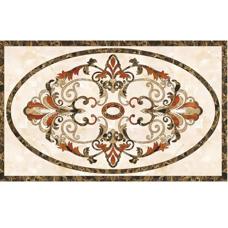 Circle Modern Style Marble Medallion Design Natural Marble Inlay Flooring for Living Room