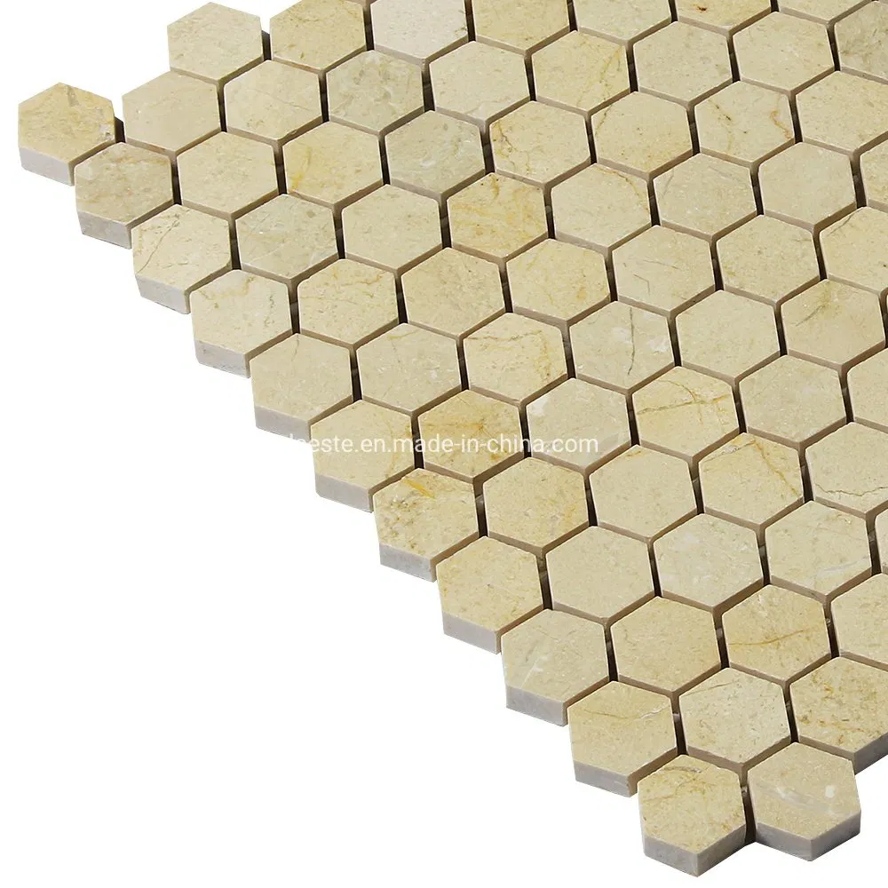 Spanish Crema Marfil Marble Mosaic 1inch Hexagon Design Marble Mosaic Tiles