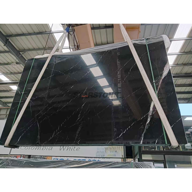 Black White Nero Marquina Engineered Natural Marble Slab for Floor Wall Tiles