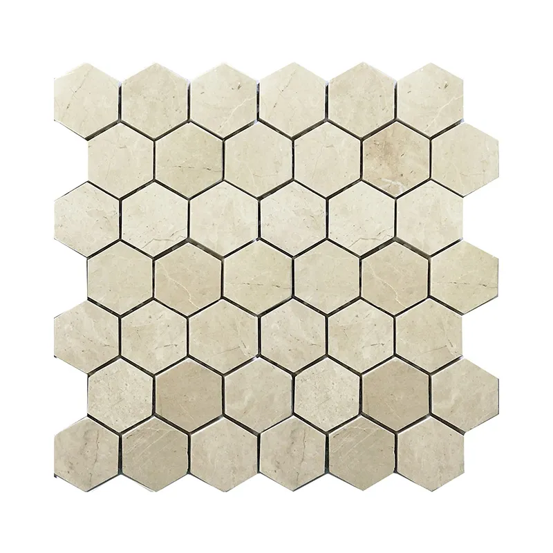 Crema Marfil Marble Hexagon Mosaic Tiles
