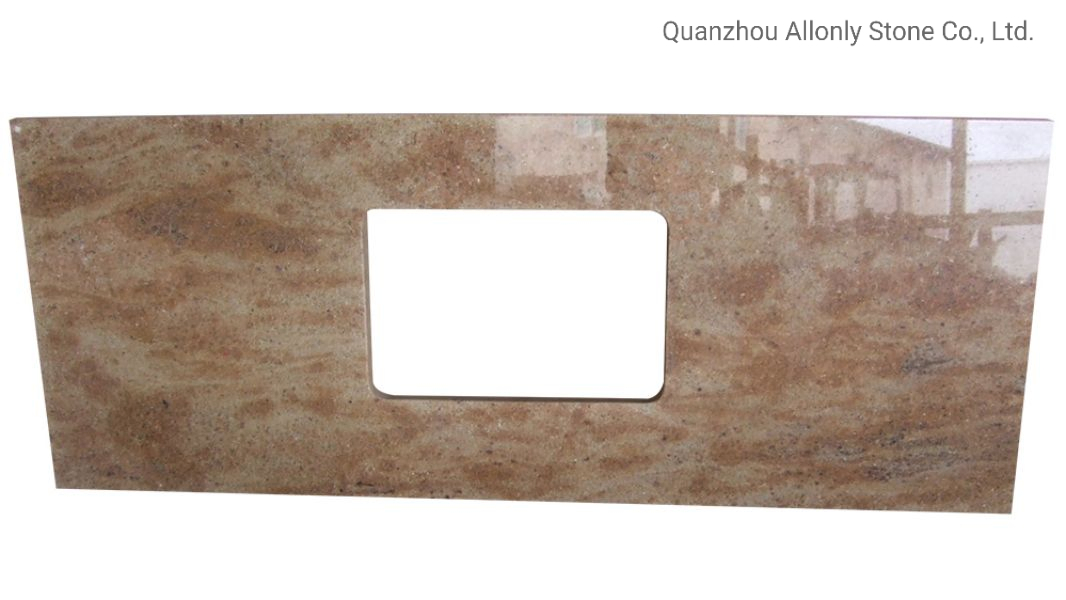 Double Bullnose Ready Made Kashmir Gold Granite Countertop and Backsplash for Kitchen