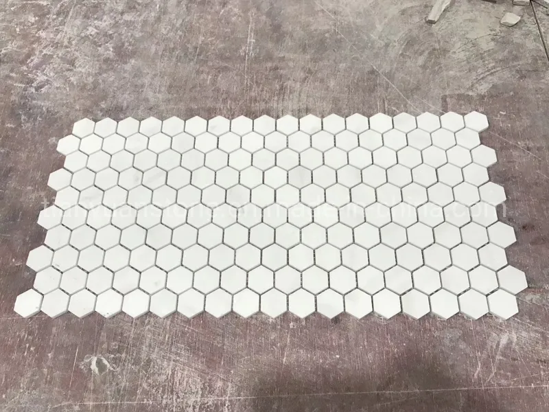 Greek Thassos White Hexagon Shaped Marble Stone Mosaic