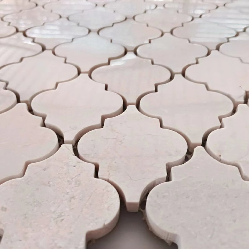 Unique Crema Marfil Marble Arabesque Marble Mosaic Tile Water Resistant Mosaic Tile Interior Wall Tiles