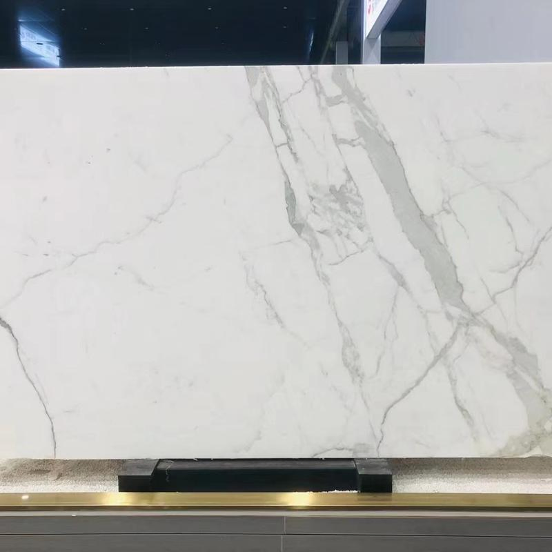 Calacatta White Marble Slab with Elegant Veining and Luxurious Appearance
